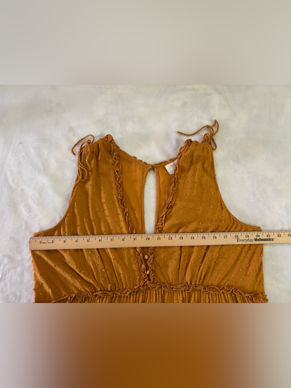 Auguste Swiss Dot Tiered Midi Dress Yellow Boho Cottagecore Babydoll Size US 6 - Picture 6 of 11